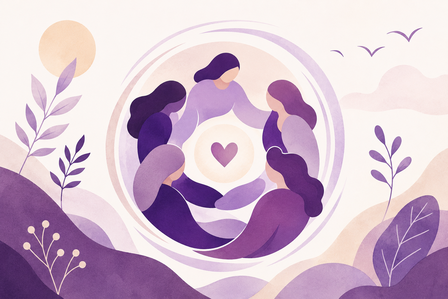 Illustration of women connected in a circle